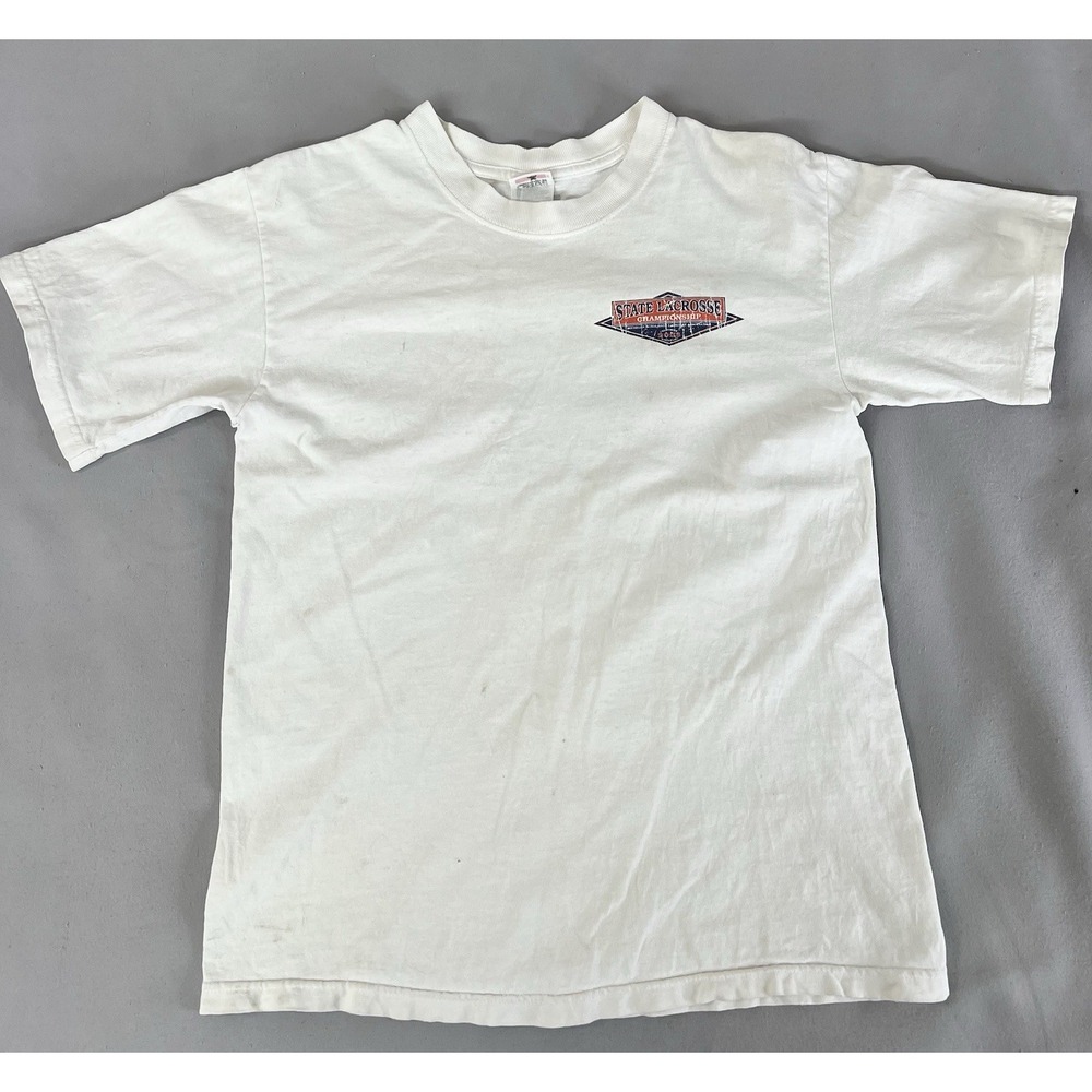 Vintage Anvil‎ T Shirt Sz Small White State Lacrosse 2003 Championship